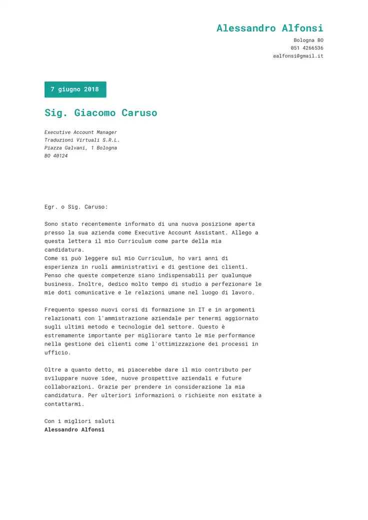 CV template Ambizioso