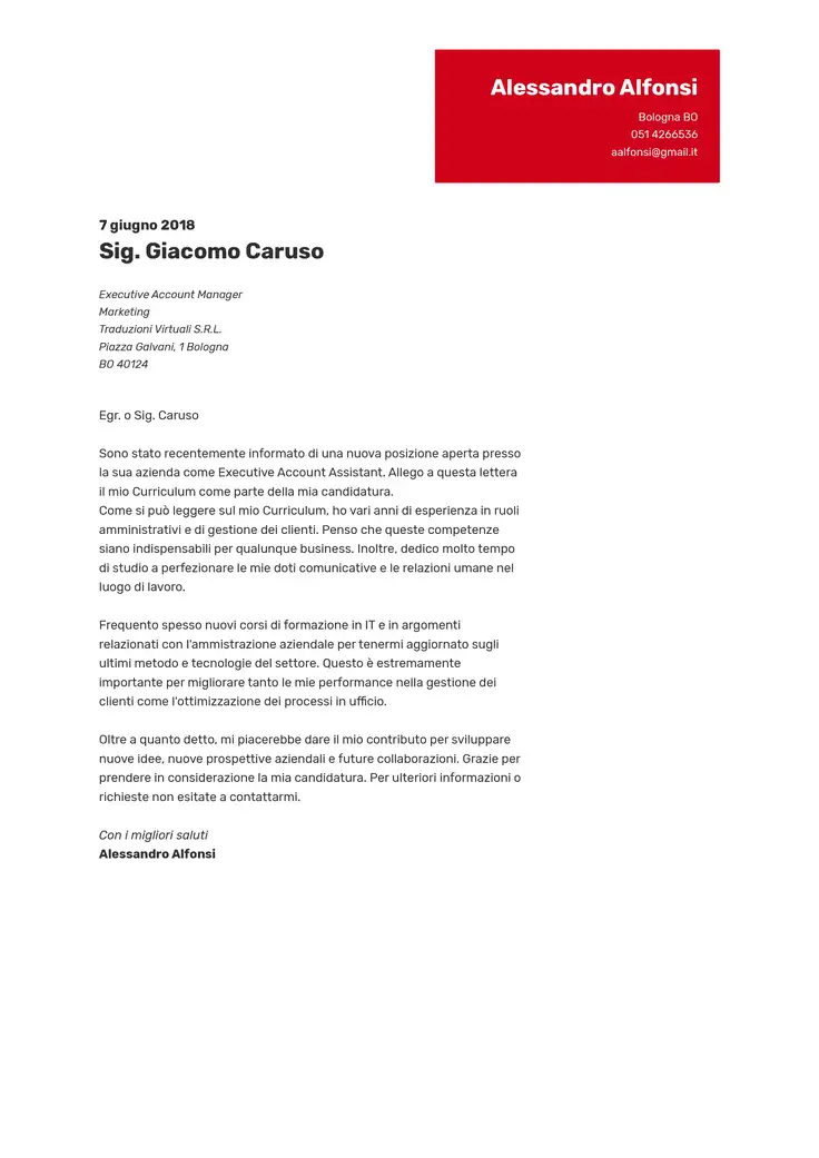 CV template Rosso contemporaneo
