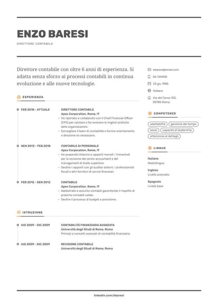CV template Barcellona