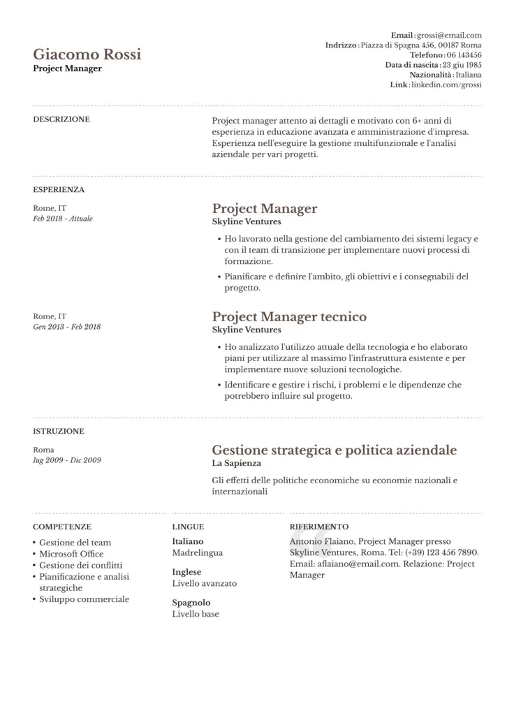 CV template Toronto