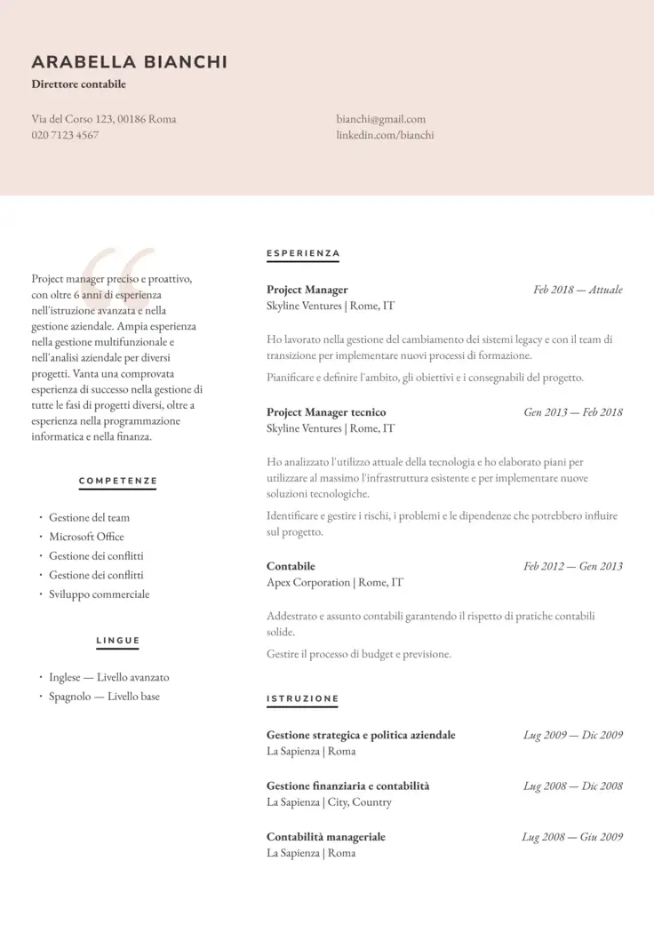 CV template Vienna