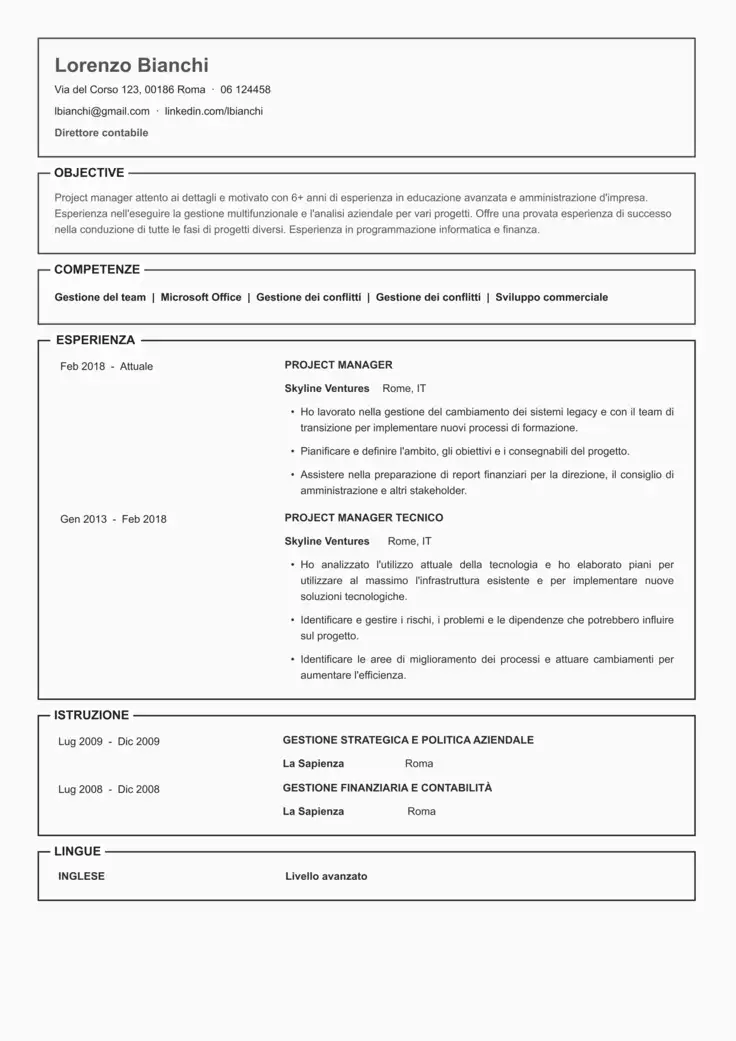 CV template Miami