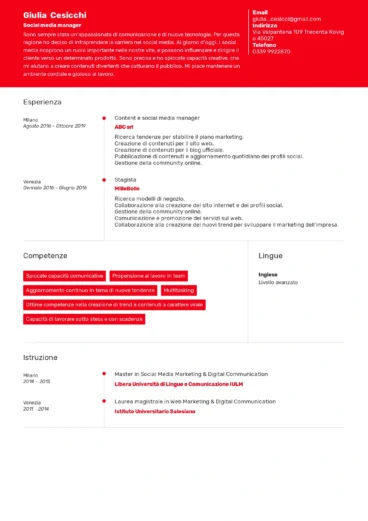 esempio di cv combinato