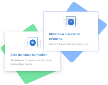 Interfaccia con due opzioni per creare un nuovo curriculum o importare un curriculum esistente