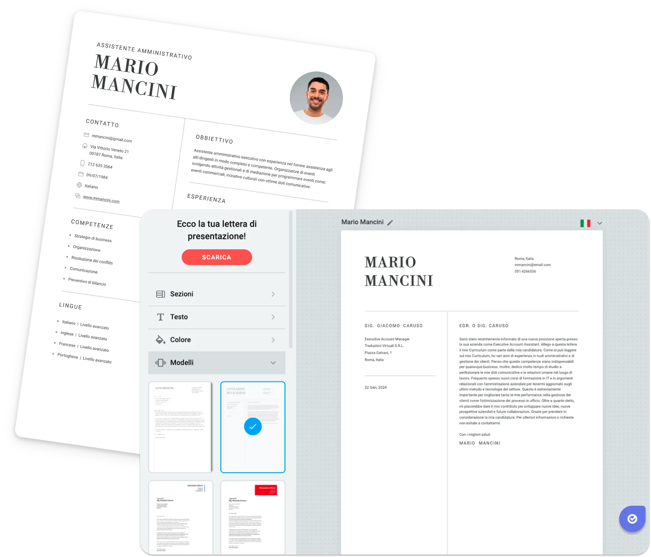 Generatore di lettere di presentazione con IA di OnlineCV che aiuta a creare testi personalizzati e professionali per accompagnare il tuo curriculum