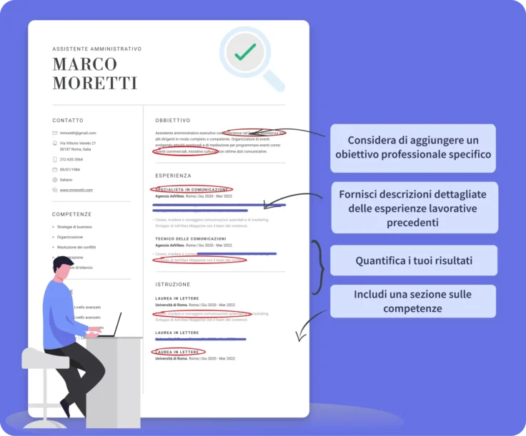 Revisione professionale e personalizzata del CV per onlinecv.it