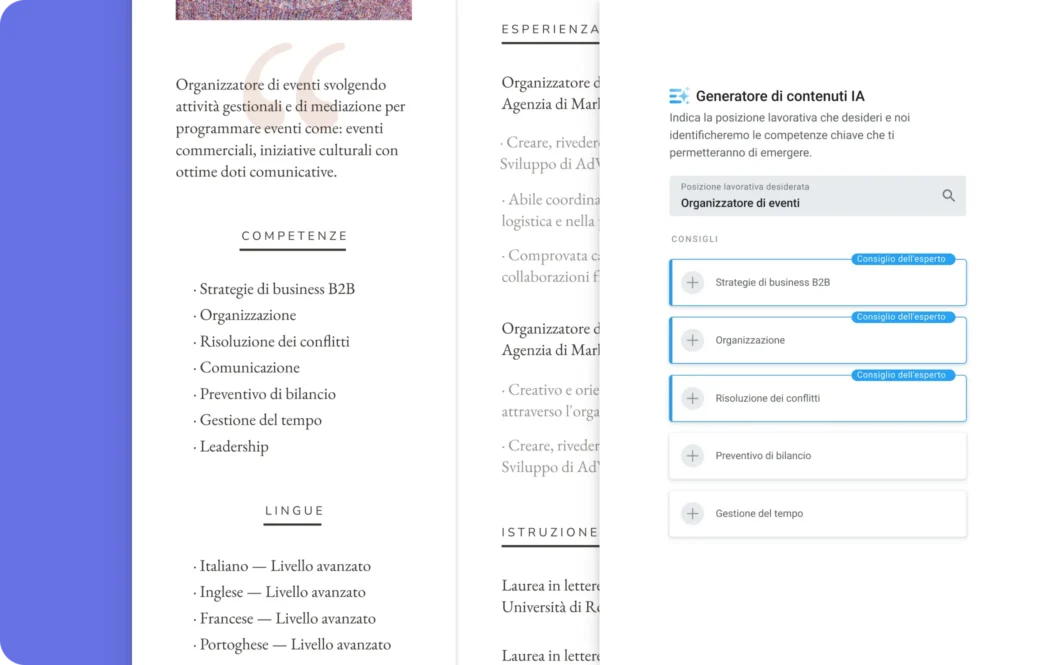 Scegli le skill più adatte da integrare nel tuo curriculum