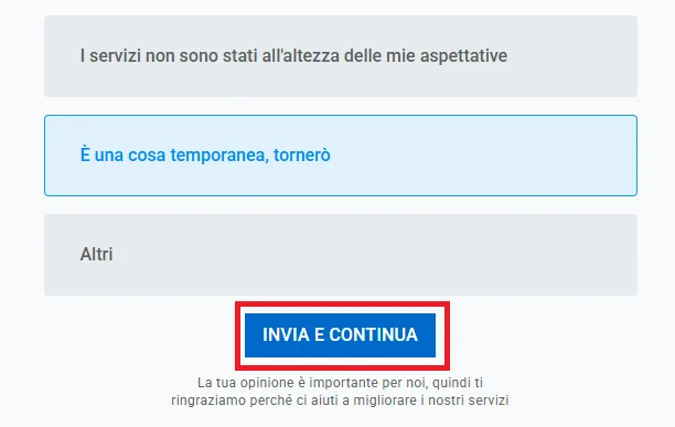 motivo della cancellazione