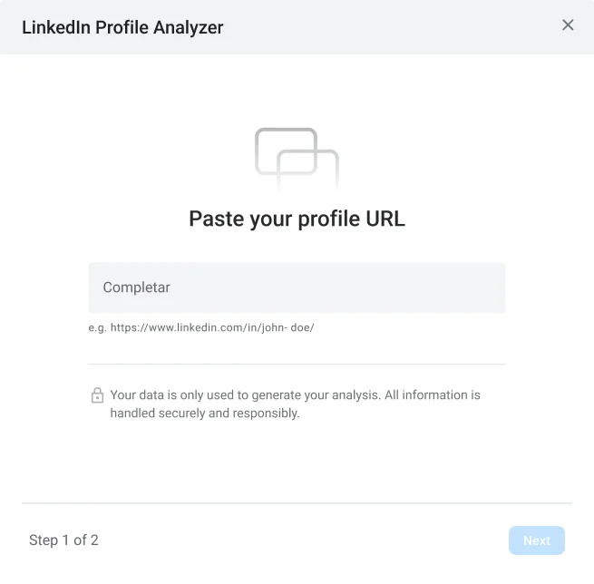 Incolla l’URL del tuo profilo LinkedIn