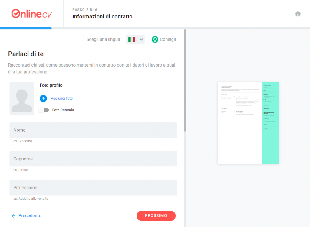 generatore di curriculum online cv it